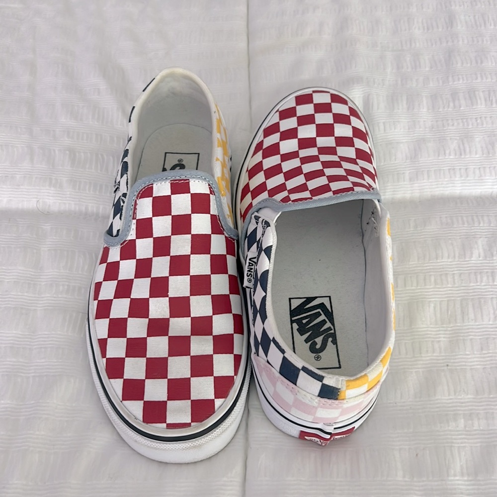 Checkered color block slip on Vans